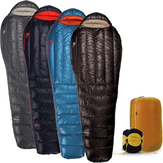 Mountaintop Ultralight Mummy Down Sleeping Bag 650 Fill Power Duck Down Suits for 32 Degree F for Camping Hiking Backpacking