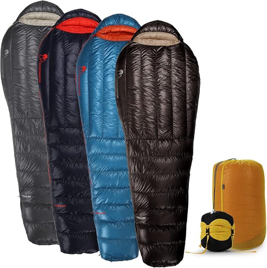 Mountaintop Ultralight Mummy Down Sleeping Bag 650 Fill Power Duck Down Suits for 32 Degree F for Camping Hiking Backpacking