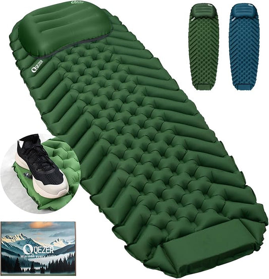 Ultralight Backpacking Sleeping Pad for Camping, with Inflatable Neck Camping Pillow, Lightweight Inflatable Sleeping Pad for Adults, Portable for Hiking, Car Travel - Durable & Comfortable