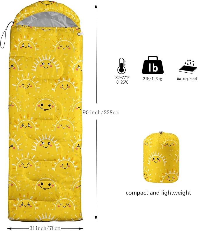 Kids Sleeping Bag for Boys and Girls,Monster Alien Print-Lightweight Warm Portable Outdoor Indoor-Waterproof Cold Weather Resistant Sleeping Bag for Camping Hiking