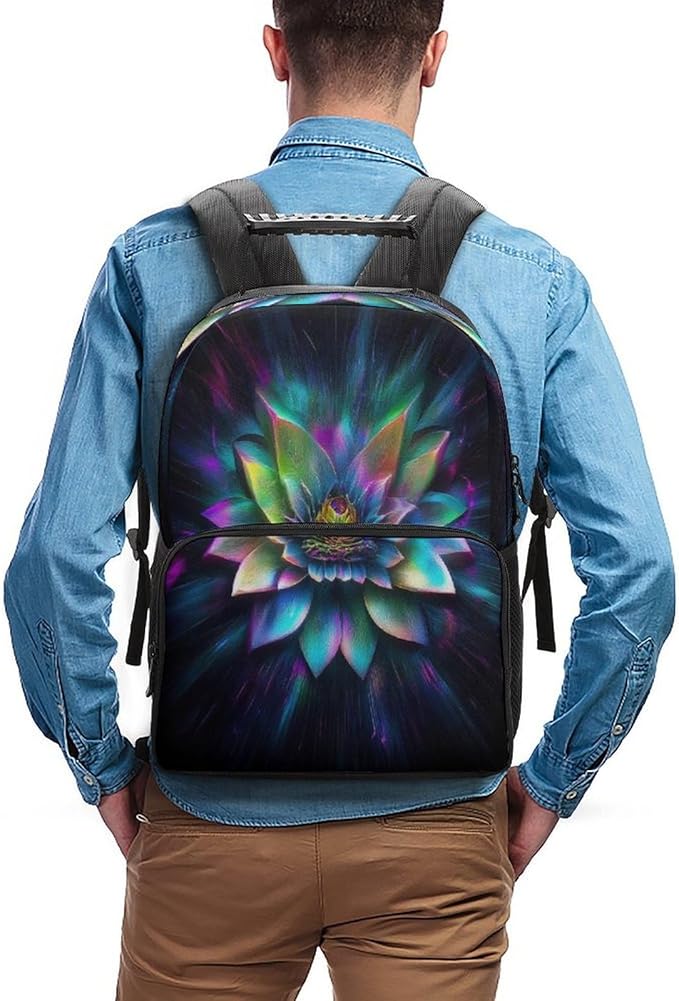 Rucksacks Lightweight Multipurpose Anti-Theft Trippy Lotus Floral Flower Shoulder Bag Large Capacity Business Computer Bag With Smooth Zippers