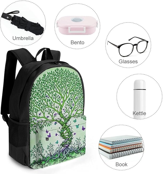Supdreamc Rucksacks Lightweight Multipurpose Anti-Theft Dna Tree Of Life Art Shoulder Bag Big Capacity Traveling Camping Backpack With Side Pockets