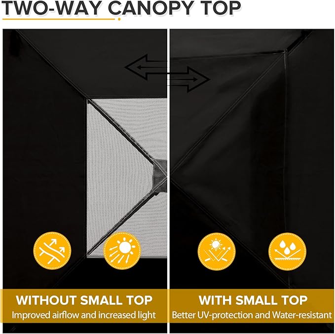 EAGLE PEAK Flex Ultra Compact 4x4 Pop-up Canopy Tent with Vented Top, Sun Shelter, Fast Set Up Changing Room, Portable Privacy Canopy for Camping, Photoshoots, and More (Black)