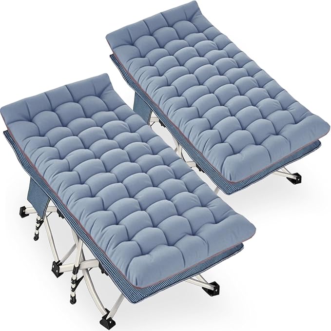 2 Pack Extra Wide Camping Cot with Comfortable Mattress for Adults Oversize XXL Cots for Camping Bed Folding Cot Heavy Duty with Carry Bag for Outdoor Indoor Home