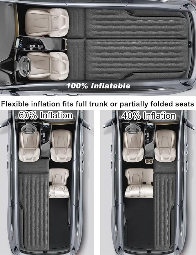 Umbrauto SUV Air Mattress for Car Camping, Leakproof & Quick Inflation Sleeping Airbed with Electric Pump, Fits Most Compact, Mid-Size & Full-Size SUV Trunks for Road Trip Travel