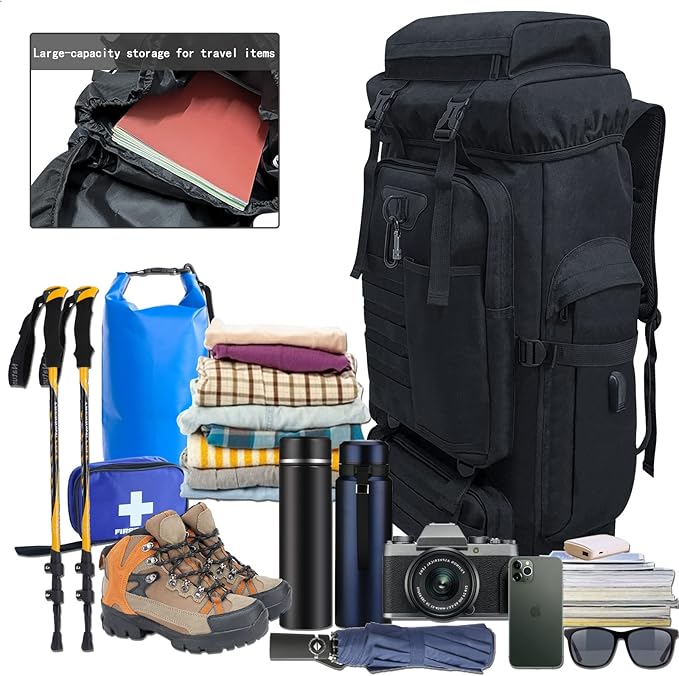 80L/100L Hiking Camping Backpack Outdoor Travel Climbing Rucksack Military Trekking Knapsack Molle 3 Days Assault Pack
