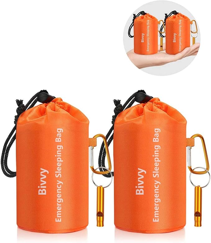 Timok Emergency Sleeping Bags Thermal-Emergency-Blankets Ultralight Space Blankets Survival Waterproof Bivy Sack Multi-Purpose Survival Gear for Hiking, Camping, First Aid Kits, Outdoor Survival Gear