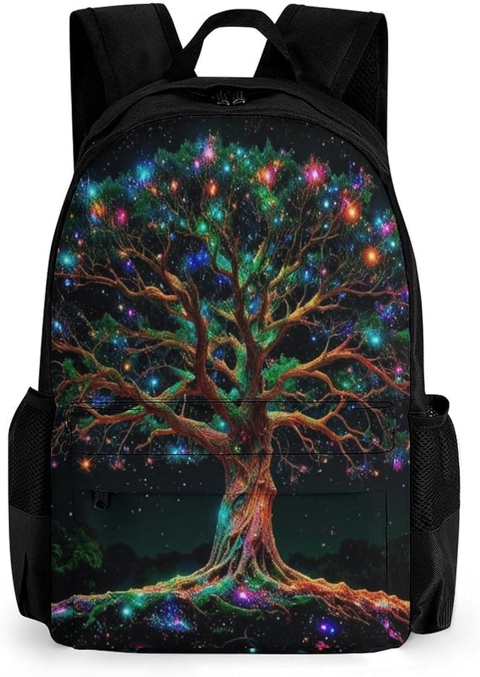 Lightweight Rucksacks for Climbing Outdoors Walking Cycling, Large Capacity Anti-Theft Multipurpose Carry On Bag, Mystery Tree Of Life Fantasy Magic Art Camping Outdoor Backpack