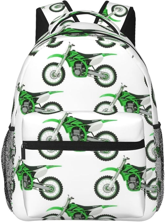 Men Women Polyester Motorcycle Green Dirt Bike Green Daypack Big Capacity Shoulder Bag With Smooth Zippers for Hiking Work Walking Cycling