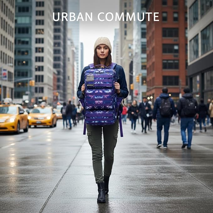 Military Tactical Backpack 55L for Men & Women Bug Out Bag Assault pack Molle Daypack Hiking Trekking Rucksack (Purple tie dye)