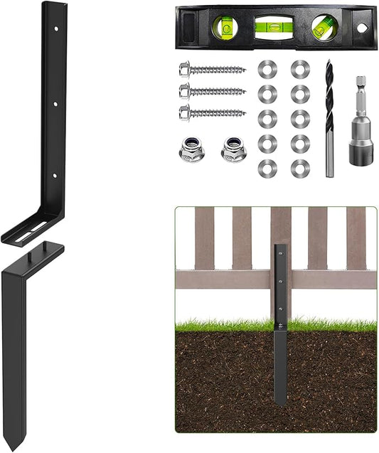 1-Pack Fence Post Repair Kit, 33.5" Heavy Duty Adjustable Thickened Metal Fence Post Anchor with Anti-Rust Coating for Repairing Tilted and Broken Wooden Post