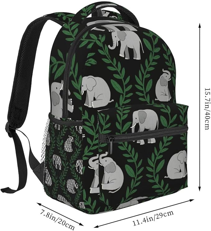 Lightweight Daypack Bookbag for Trekking Business Walking Cycling, Big Capacity Anti-Theft Multipurpose Carry On Bag, Laughing Elephants Print Business Computer Bag