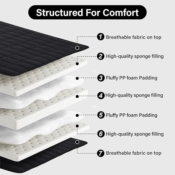 Tiita Japanese Floor Mattress, 4” Thicken Futon Mattress with Storage Bag and 2 Straps，Queen Size Sleeping Tatami Mat for Adults，Black