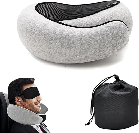 Travel Pillows for Airplanes,Travel Neck Pillow Memory Foam Pillow Neck Pillow for Traveling Suitable for Airplanes,Offices and Cars (Light Gray)