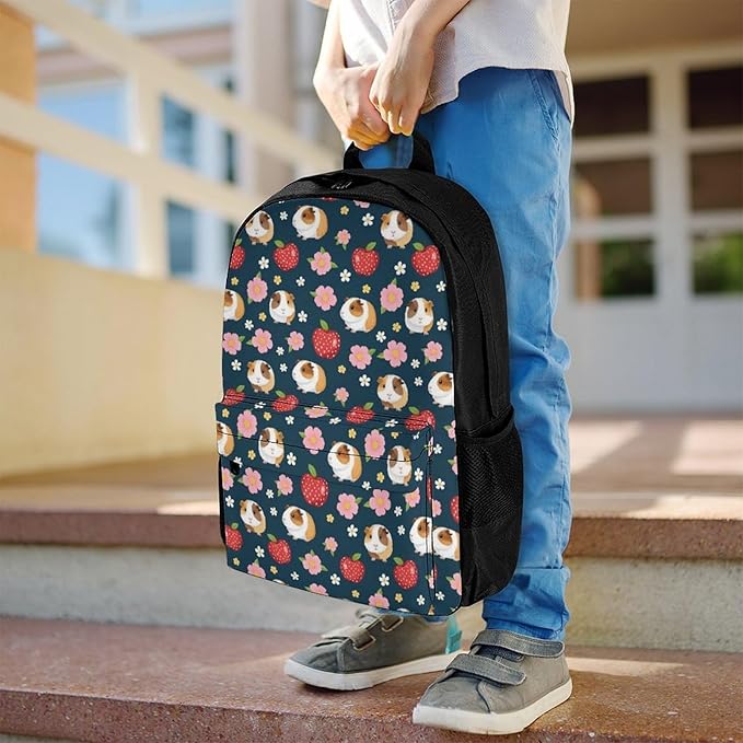 Supdreamc Lightweight Daypack Backpack for Sports Travel Running, Large Capacity Multipurpose Anti-Theft Bookbag, Guinea Pigs Flowers Floral Laptop Backpack Daypack