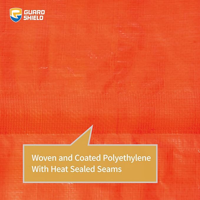 GUARD SHIELD Orange Tarp 12x16 Feet Tarps High Visibility Outdoor Poly Cover Lightweight 6mil