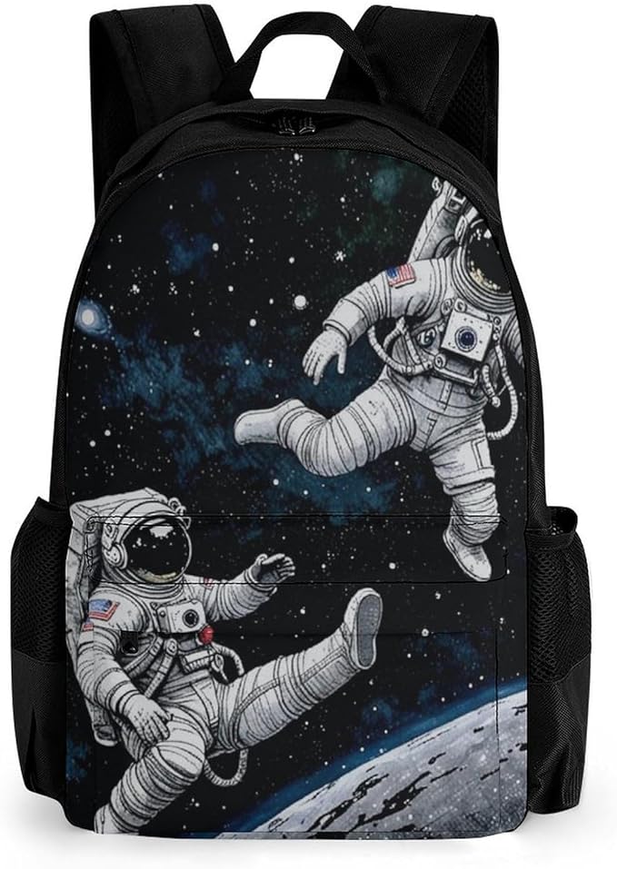 Daypack Bookbag Multipurpose Anti-Theft Big Capacity Carry On Bag, Astronaut Space Art Travel Hiking Camping Rucksack With Padded Straps