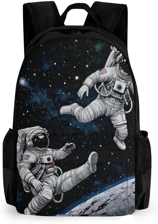 Daypack Bookbag Multipurpose Anti-Theft Big Capacity Carry On Bag, Astronaut Space Art Travel Hiking Camping Rucksack With Padded Straps