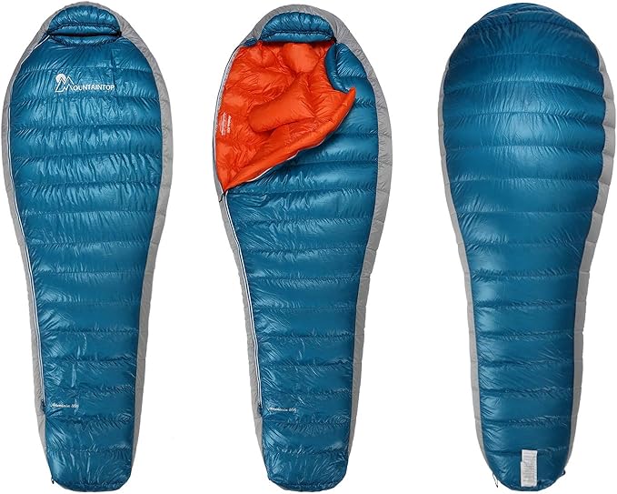 Mountaintop Down Sleeping Bag, 15F 650 Fill Power - Ultralight Compact Portable Hiking Camping Sleeping Bag with Compression Sack for Adults, Teens