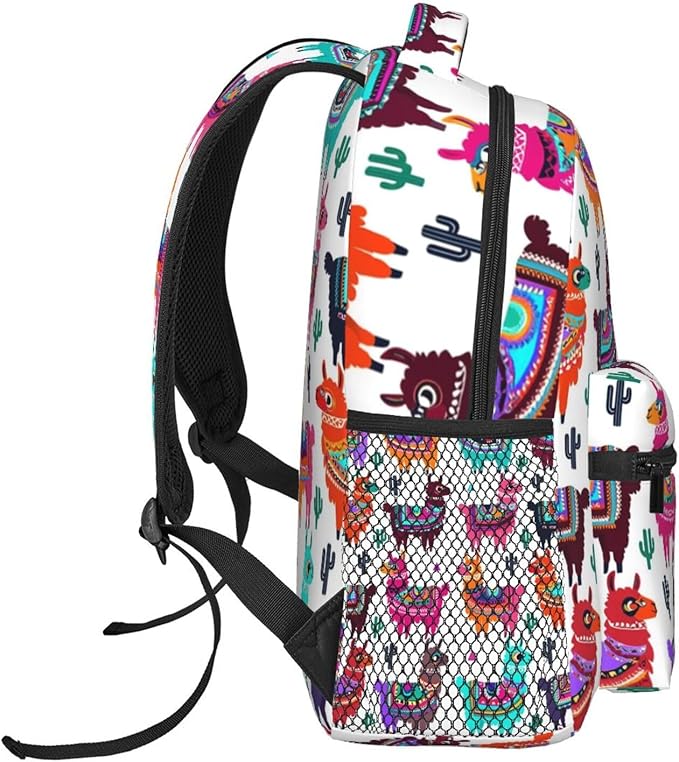 Adults Lightweight Tribal Alpaca Art Shoulder Book Bags Big Capacity Shoulder Bag With Adjustable Shoulder Straps for Trekking Work Walking Cycling