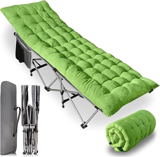 ZONETECH Folding Outdoor Camping Travel Cot and Cot Pad - Premium Quality Lightweight Portable Heavy Duty Adult & Kids Travel with Large Pocket and Cushion
