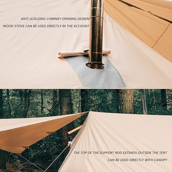 GeRRiT Canvas Wall Tent-w/Stove Jack 4-Season Yurt Tents for Camping Waterproof foFamily Camping Outdoor Hunting Beautiful Scenery