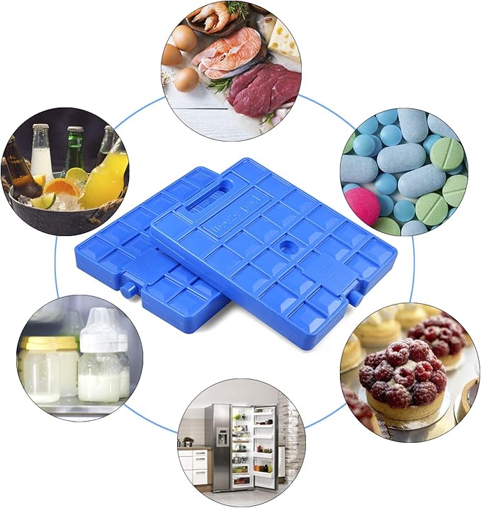 Large Freezer Cold Ice Pack Block Ice Chest, Reusable Long Lasting Quick Freezes with A Handle, for Coolers Lunch Box/Bag(1000g Set of 2)