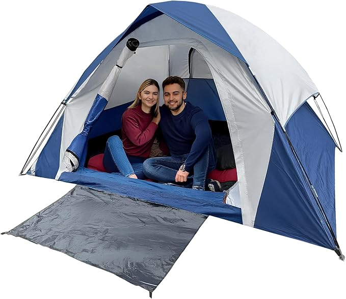 XL 4 Person Dome Camping Tent, Double Layer Waterproof, Removable Rain Fly, for Outdoor Hiking, Fishing