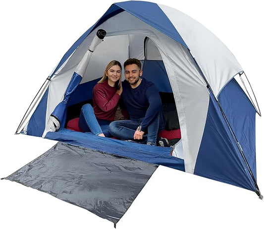 XL 4 Person Dome Camping Tent, Double Layer Waterproof, Removable Rain Fly, for Outdoor Hiking, Fishing