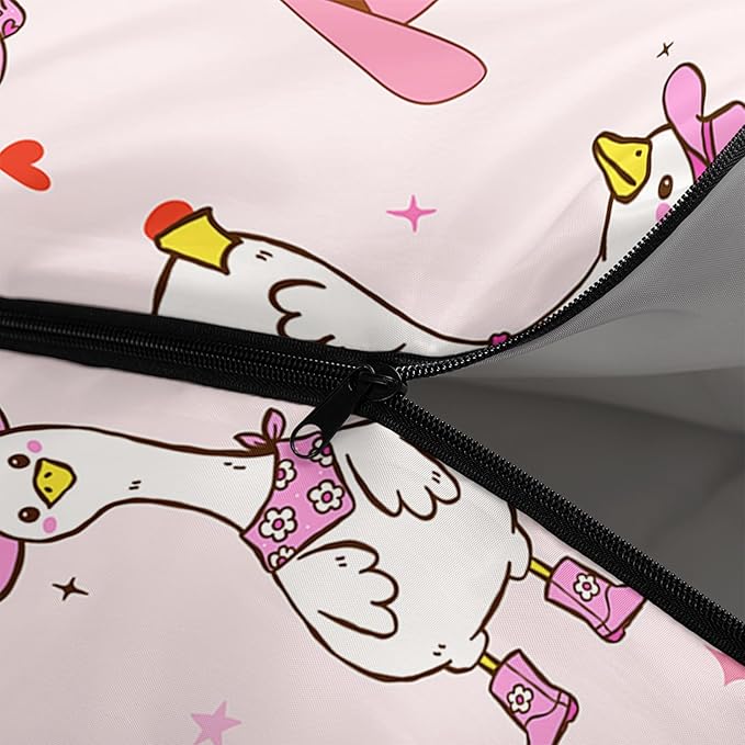 AILONEN Girls Pink Camping Sleeping Bags,Lightweight & Waterproof,3 Season Warm & Cool Weather,Cute Bow Duck Print Sleeping Bags for Kids,Girls,Adults Travelling,Outdoors