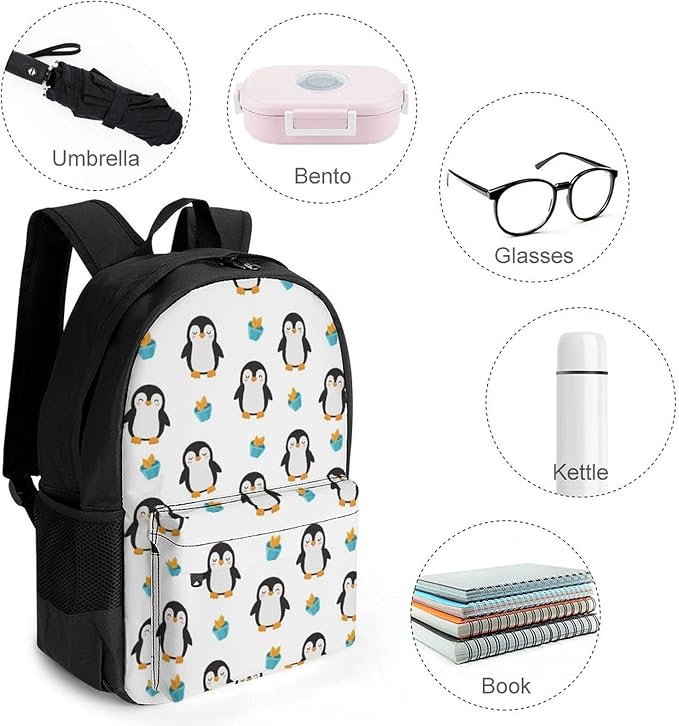 Men Women Lightweight Funny Dance Penguin Backpack Large Capacity Bookbag With Smooth Zippers for Gym Business Running