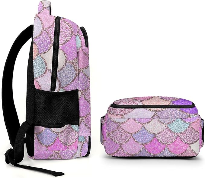 Business Travel Laptop Backpack Pink Mermaid Fish Scales, Anti Theft Water Resistant Computer Bag with Compartment for Men Women