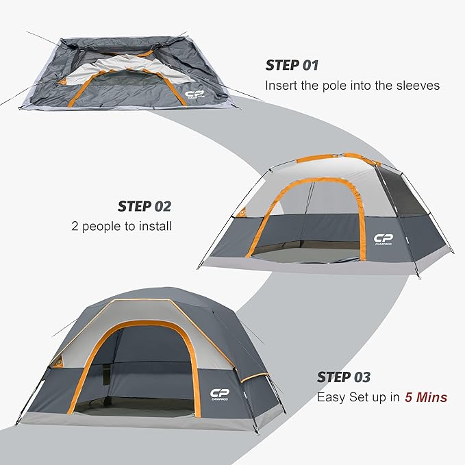 Tents for Camping 4 Person Tent Waterproof Windproof Double Layer Camping Tent, Easy Setup Dome Tent with Large Mesh Windows & Wider Door for Outdoor Camping & Hiking