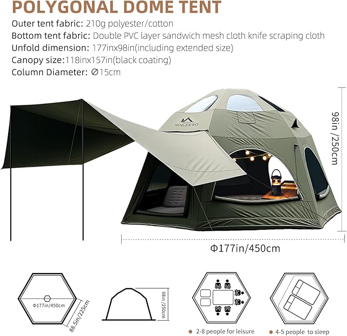 Inflatable Tents for Camping, Large Inflatable Camping Tent with Hand Pump, Easy Setup Tents for 4-6 People, Portable Glamping Tent