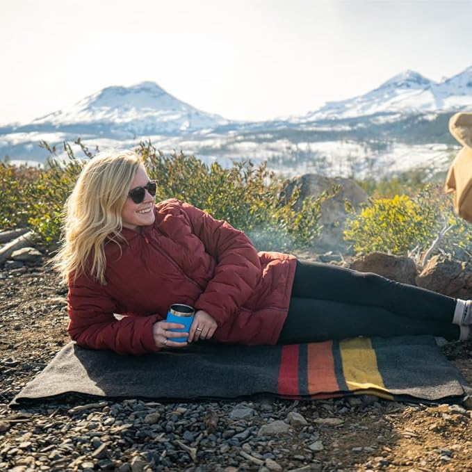 Arcturus Rainier Wool Blanket - Warm, Heavy, Washable, Bed Blanket | Great for Home & Camping (Sunset Peak, King)