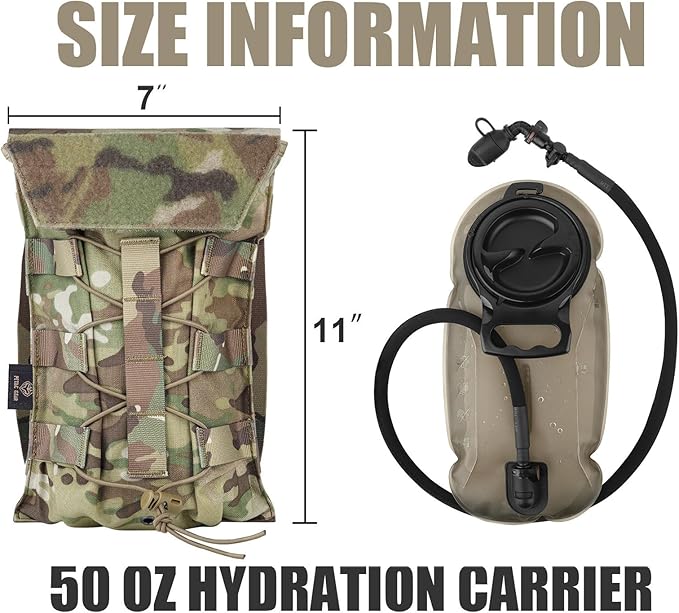PETAC GEAR 1.5L / 3L Tactical Hydration Pack，Molle Carrier Pouch for 50 oz /100 oz Hydration Bladder Daypack Water Backpack.