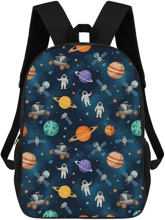 Versatile Polyester Backpack with Large Capacity for Business and Casual Activities, Galaxy Space Planet Astronaut Tavel Hiking Camping