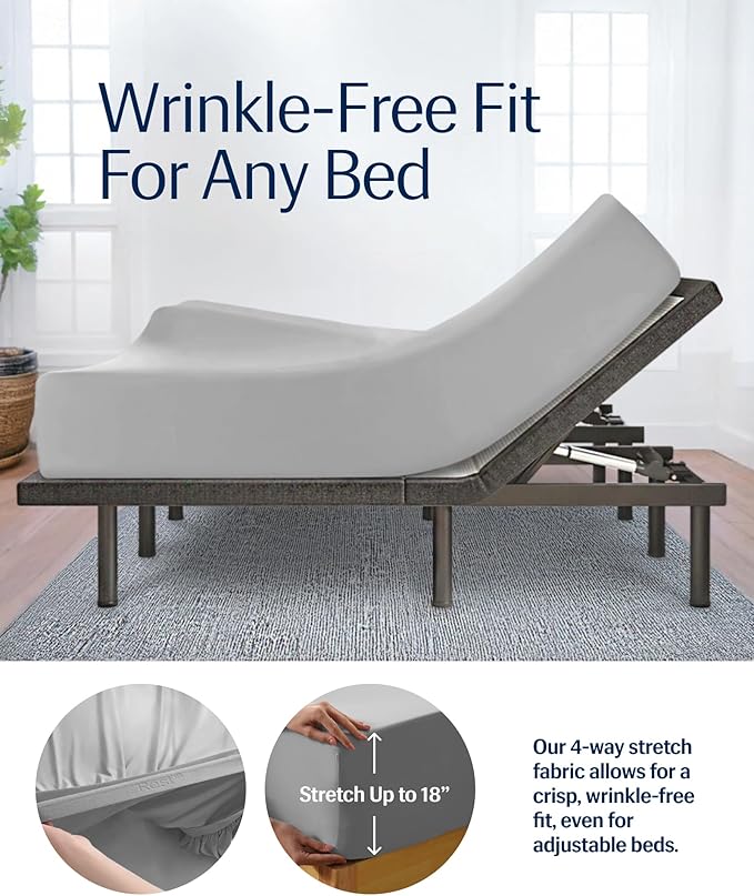 REST® Evercool®+ Starter Sheet Set, Full, Light Gray, Breathable Bed Sheet for Hot Sleeper and Night Sweats, with Pillowcases, Ionic+ Self-Cleaning Silver Yarn for Sensitive Skin, 3PCS No Flat Sheet