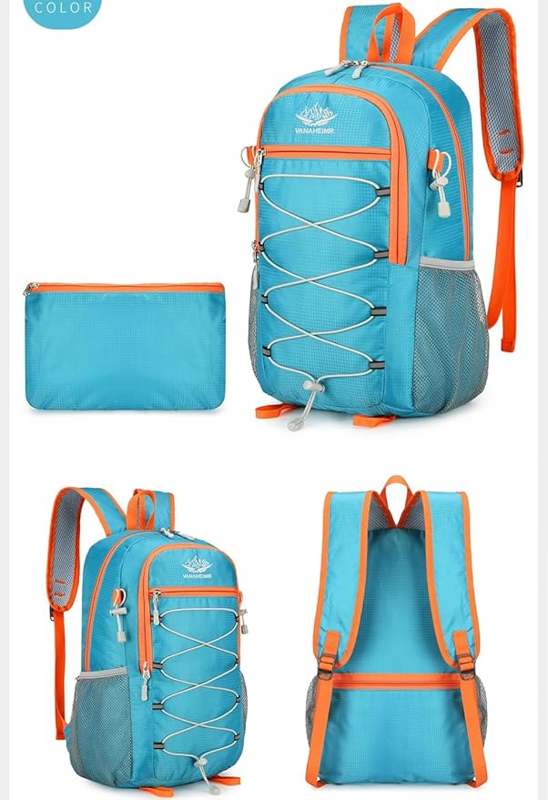Foldable Lightweight Hiking Backpack Camping Cycling Travel Shopping Fitness Sports Backpack With Man And Women (Sky blue)