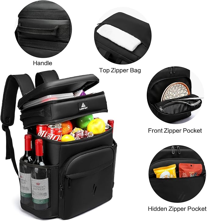 Laripwit 54/40 Cans Backpack Cooler Insulated Leak-Proof Large Cooler Backpack Double Deck Lunch Backpack for Men Women - Perfect Soft Cooler Bag for Tactical, Camping, Picnic, Beach, Hiking