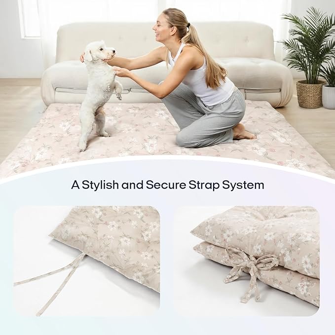 Syrinx Water Resistant Japanese Futon Mattress, King Size 80"x76", 2.5 Inch Thick Japanese Floor Mattress Tatami Mat, Foldable Floor Bed Sleeping Pad for Dormitory Guest Room Camping