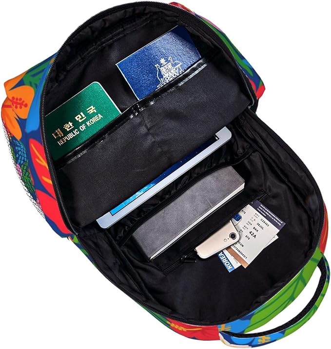 Lightweight Backpack for Gym Travel Bicycle, Big Capacity Multipurpose Anti-Theft Carry On Bag, Tropical Flowers Hibiscus Travel Hiking Bag Day Pack