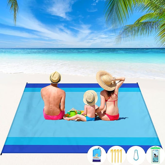 BYDOLL Beach Blanket Waterproof Sandproof Large 78''×81''/10'×9' Sand Free Oversized Sandless Picnic Mat Water Proof Packable Lightweight Blanket for Beach Camping Hiking Travel