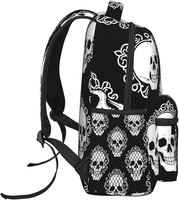 Rucksack Polyester Anti-Theft Multipurpose Vintage Skull Carry On Bag Large Capacity Travel and Sport Backpack Rucksack With Smooth Zippers