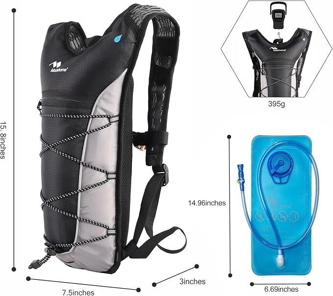 Hydration Backpack & 2L Leak Proof Water Hydration Bladder,Lightweight Running Backpack & Hydration Pack, Running, Hiking, Cycling, Climbing,Skiing for Men Women & Kids, Airflow Camel Pack