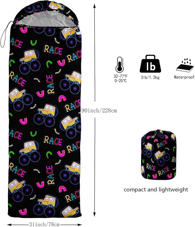 Sleeping Bags for Adults and Kids Camping Sleeping Bags for Girls and Boys Lightweight Waterproof Cold/Warm 3-Season Outdoor Travel with Compression Bags