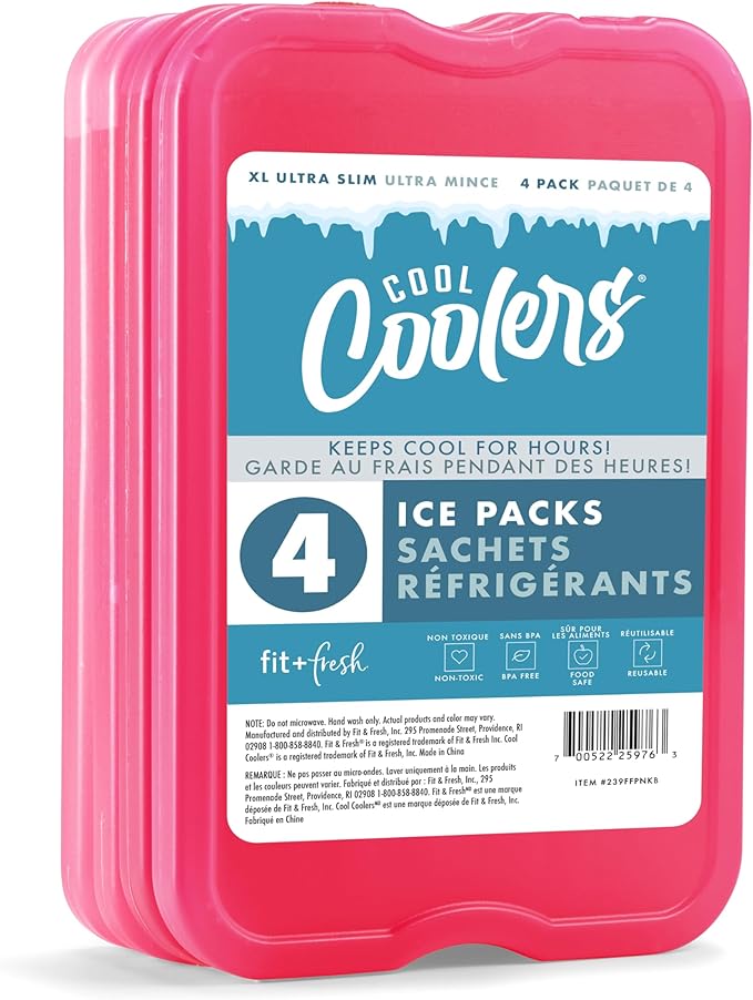 Cool Coolers by Fit + Fresh Slim Compact Reusable XL Ice Pack, Perfect for Lunch Boxes, Coolers, and Beach Bags