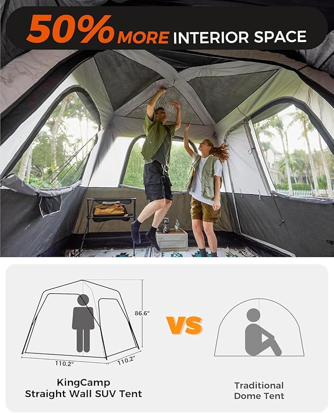 KingCamp SUV Tent, Instant 6-8 Person Waterproof & Windproof Tailgate Car Camping Tent with Movie Screen for Family Camping & Outdoor Adventures