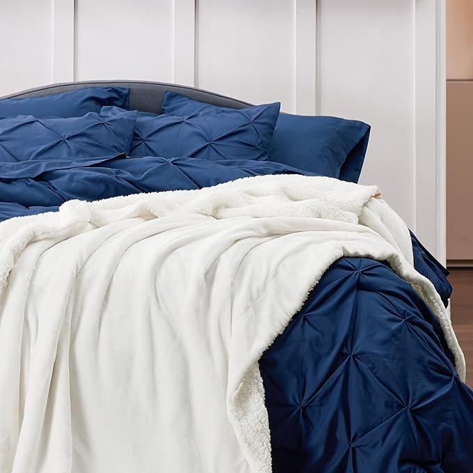 Bedsure GentleSoft Sherpa Fleece Throw Blanket Twin Size for Couch - Thick and Warm, Soft Fuzzy Plush Twin Blanket for Winter, White, 60x80 Inches