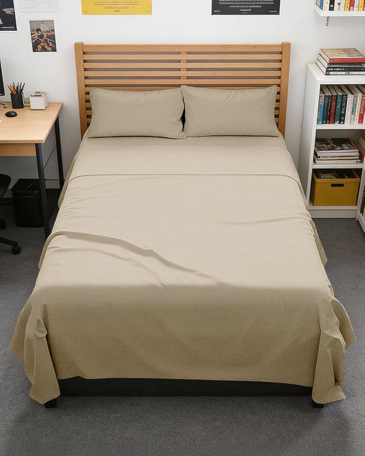 Full XL Bed Sheet - 4 Piece Full XL Bed Sheets Set - Soft, Breathable & Cooling - Hotel Luxury Bedding for Women, Men, Kids, Teens, Boys & Girls - Deep Pockets, Fade & Wrinkle Free - Heathered Beige